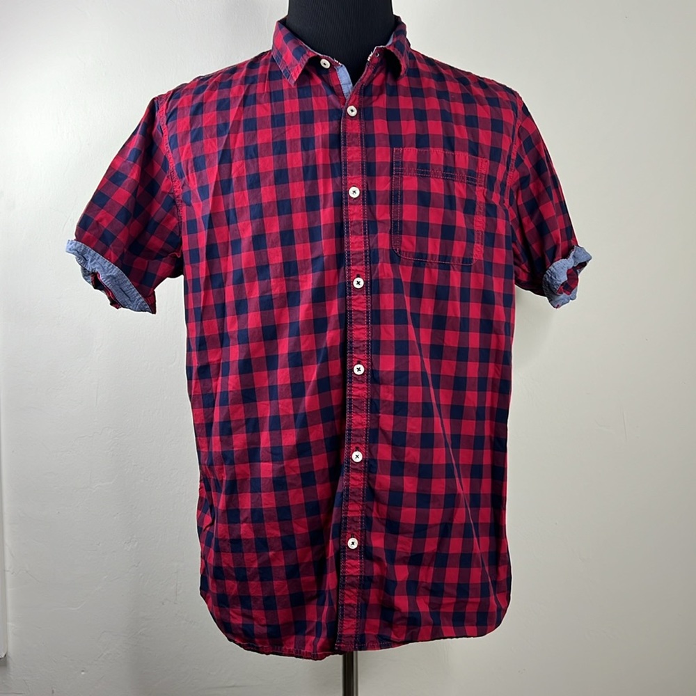 FLAG & ANTHEM Red Checkered Casual Button-Down Shirt XL